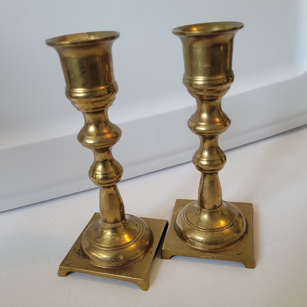 Brass Candle Holders, Set of 2, Vintage MCM